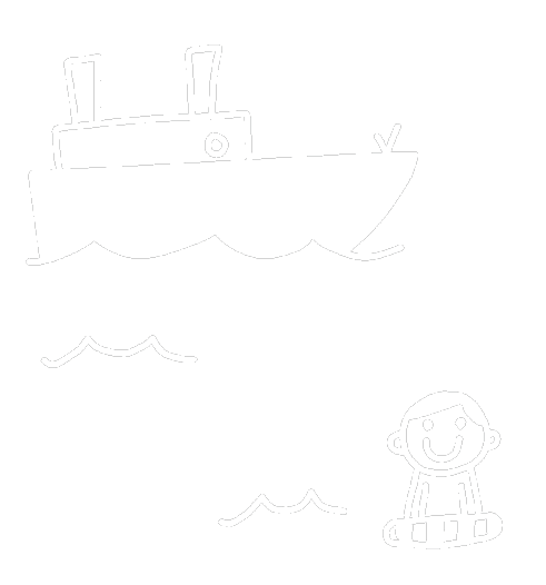 船と子供のイラスト